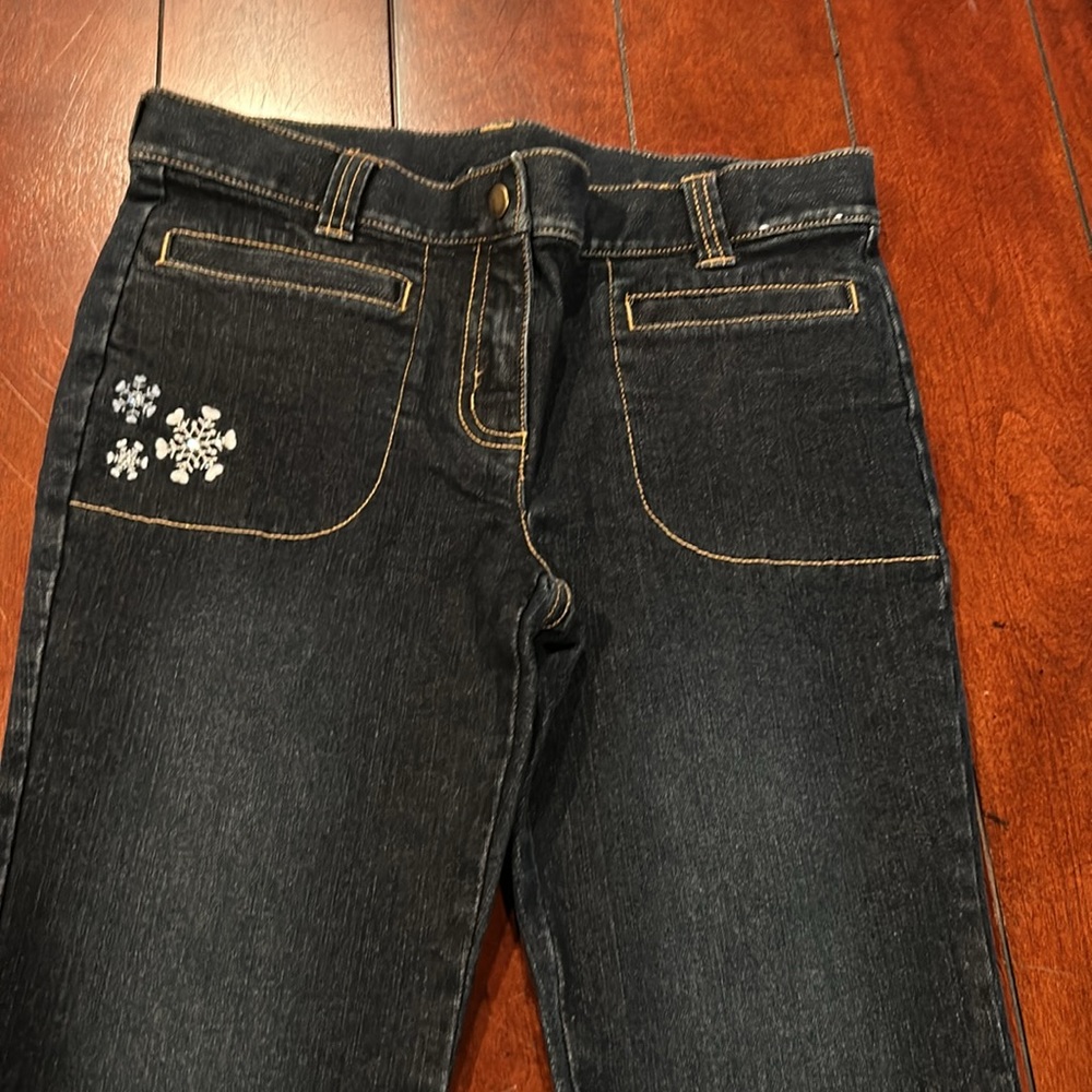 NWOT Gymboree 2008 Winter Snowflake Rhinestone Snowflake Denim Boot cut Jeans 8+ - Picture 5 of 15